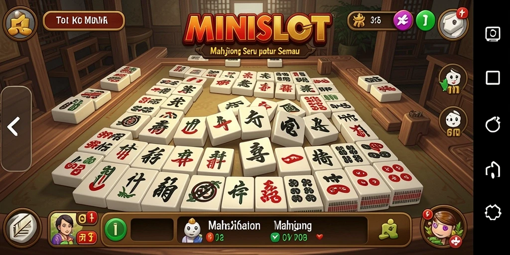 Tangkapan layar gameplay <strong>MINISLOT</strong> yang menunjukkan level Mahjong yang menantang.