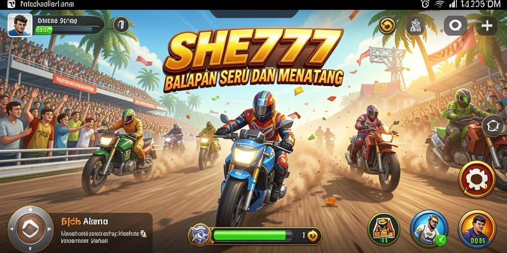 Screenshot gameplay SHE777 menampilkan balapan cepat dan menegangkan.