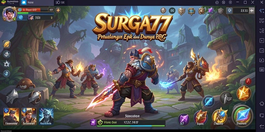 Tampilan gameplay <strong>SURGA77</strong> yang menakjubkan dengan pertarungan strategis.